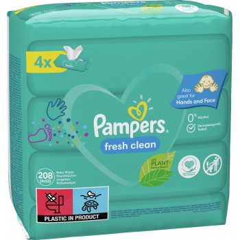 Дитячі вологі серветки Pampers Fresh Clean 4х52 шт. (8001841077949)