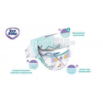 Підгузки дитячі одноразові гігієнічні Evy Baby Maxi Jumbo 7-18 кг 58 шт 8690506520304